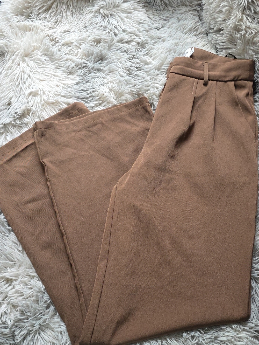 Princess Polly Tan High-Waist Trousers